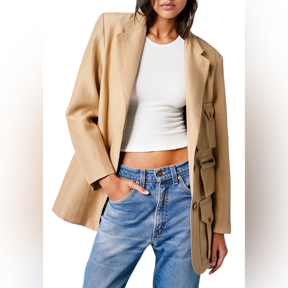 Smythe Surplus Cargo Blazer Blazer In Camel, NWT, M, MSRP $800 - Picture 2 of 8